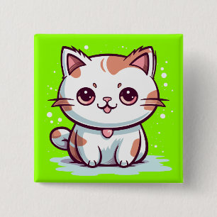 Süße Katze Kawaii Stil Clipart Button