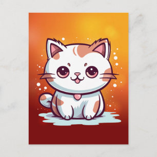 Süße Katze Kawaii Stil Clipart Postkarte