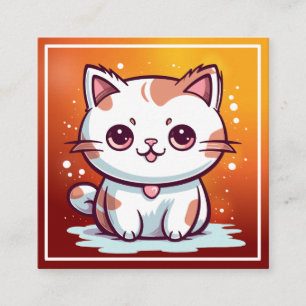 Süße Katze Kawaii Stil Clipart Quadratische Visitenkarte