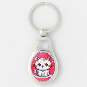 Süße Katze Kawaii Stil Clipart Schlüsselanhänger