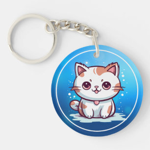 Süße Katze Kawaii Stil Clipart Schlüsselanhänger