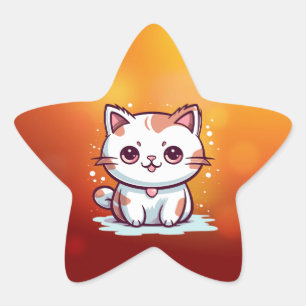 Süße Katze Kawaii Stil Clipart Stern-Aufkleber