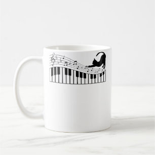 Süße Katze Kitty spielt Klavier Notenschlüssel Pia Kaffeetasse