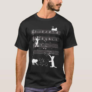 Süße Katze Kitty spielt Musiknoten-Schlüssel Musik T-Shirt