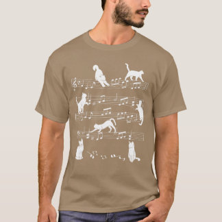 Süße Katze Kitty spielt Musiknoten-Schlüssel Musik T-Shirt
