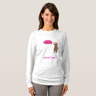 Süße Katze Langarmshirt T-Shirt
