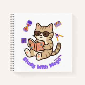 Süße Katze lernt mit Sonnenbrille lustig Notizbuch