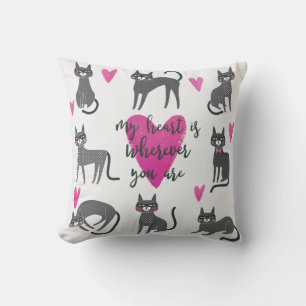 Süße Katze: Liebes-Lettering-Illustration. Kissen
