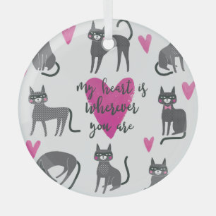 Süße Katze: Liebes-Lettering-Illustration. Ornament Aus Glas