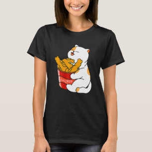 Süße Katze liebt frittiertes Hühnchen Liebe Katze T-Shirt