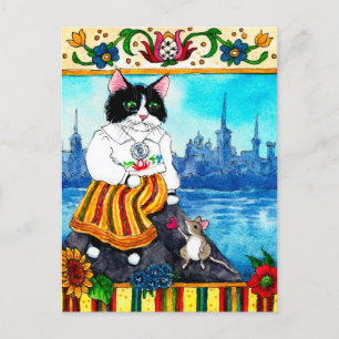 Süße Katze Maus Estnische Folklore-Mythologie-Post Postkarte