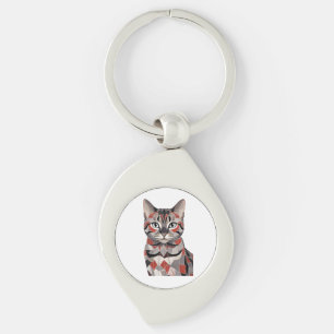 Süße Katze Miauen-Geometrische Feline Eleganz Schlüsselanhänger