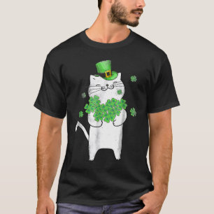 Süße Katze Miauen Kätzchen Glück Kleeblatt Irische T-Shirt