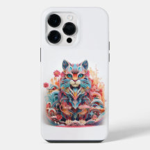Süße Katze mit Blumen 3D Papier Ausschnitt