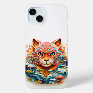 Süße Katze mit Blumen Papier Ausschnitt Case-Mate iPhone Hülle