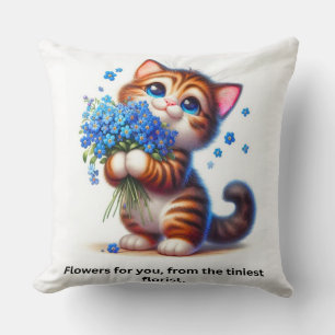 Süße Katze mit Blumen-Wurfkissen, süßes Geschenk f Kissen