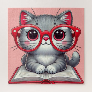 Süße Katze Mit Brille Geschenk Für Katzenliebhaber Puzzle
