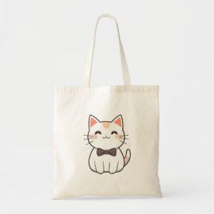 Süße Katze mit Fliege Kawaii Design Tragetasche
