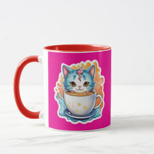 Süße Katze mit Kaffeetasse Cartoon-Design-94678