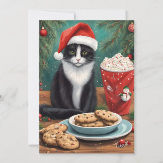Süße Katze mit Keksen und Santa-Hut Feiertagskarte
