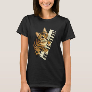Süße Katze mit Klaviertasten Lustiger Musiker & Ha T-Shirt