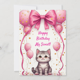 Süße Katze mit Luftballons zum Geburtstag 🎀