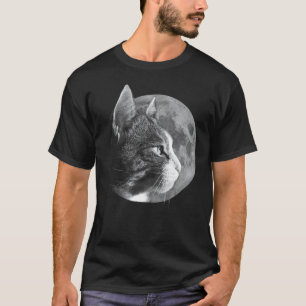 Süße Katze mit Mond lustig für Männer, Frauen, Kat T-Shirt