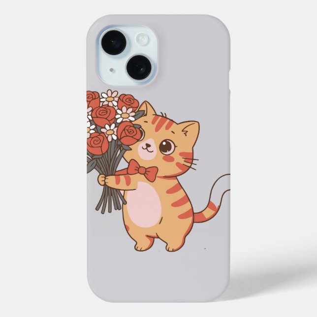 Süße Katze mit Rosenbouquet Case-Mate iPhone Hülle (Rückseite)