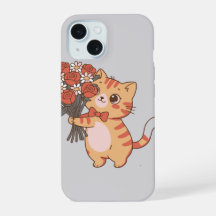Süße Katze mit Rosenbouquet