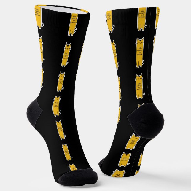 Süße Katze mit Schnurrhaar-Wärme Minimalistisches  Socken (Gewinkelt)