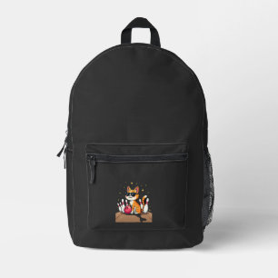 Süße Katze mit Sonnenbrille Katze spielt Bowling f Bedruckter Rucksack