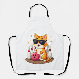 Süße Katze mit Sonnenbrille Katze spielt Bowling f Schürze