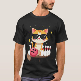 Süße Katze mit Sonnenbrille Katze spielt Bowling f T-Shirt