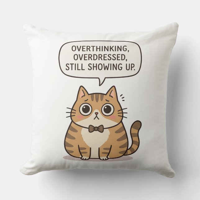 Süße Katze mit Übergedanken und Übermode  Kissen (Vorderseite)