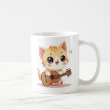 Süße Katze mit Ukulele-Moment