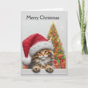 Süße Katze mit Weihnachtsmannmütze Weihnachten