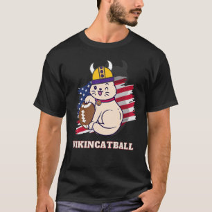 Süße Katze mit Wikingerhelm, mit einem amerikanisc T-Shirt