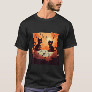 Süße Katze Musiknoten Musiker T-Shirt