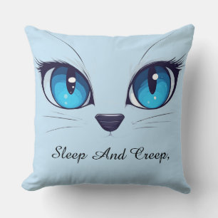 Süße Katze Nahaufnahme Blaue Augen Kitty-Illustrat Kissen