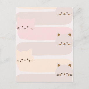 Süße Katze Pastellfarbe pink gelb braun Design Postkarte