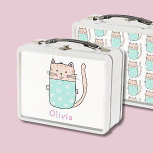 Süße Katze Personalisierte Individuelle Namen Meta Metall Brotdose