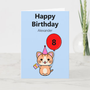 Süße Katze Personalisierter Geburtstag Karte