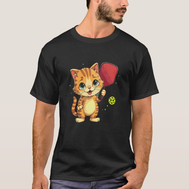 Süße Katze Pickleball T-Shirt (Vorderseite)