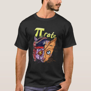 Süße Katze Pirat Pi Mathe Feiertag Mathematik Pi T T-Shirt