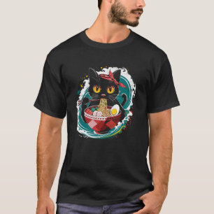 Süße Katze & Ramen-Nudeln Katzen-Witz Kawaii-Katze T-Shirt
