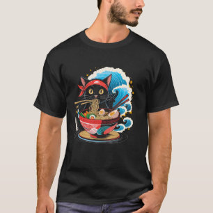 Süße Katze & Ramen-Nudeln Katzen-Witz Kawaii-Katze T-Shirt