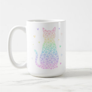  süße Katze Regenbogen-Herzen Pastell-Verlauf-Must Kaffeetasse