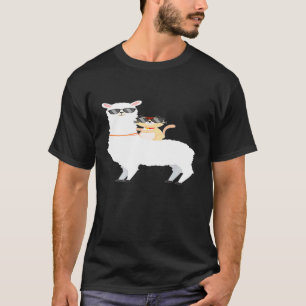 Süße Katze reitet Lama Tier Geburtstags T-Shirt