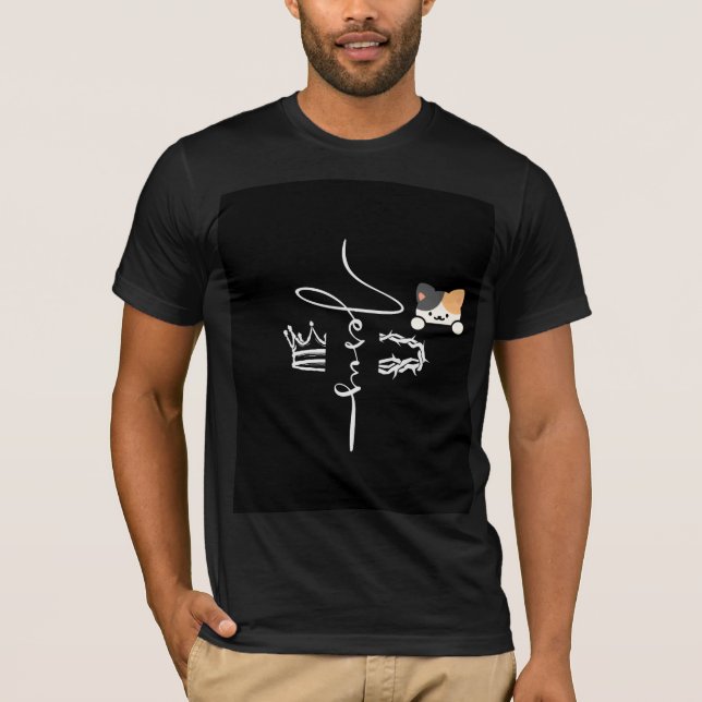 süße Katze & religiöses Design T-Shirt (Vorderseite)