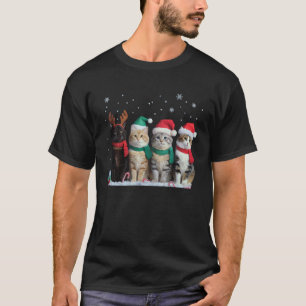 Süße Katze Rentier Licht Weihnachten Katze Lustige T-Shirt